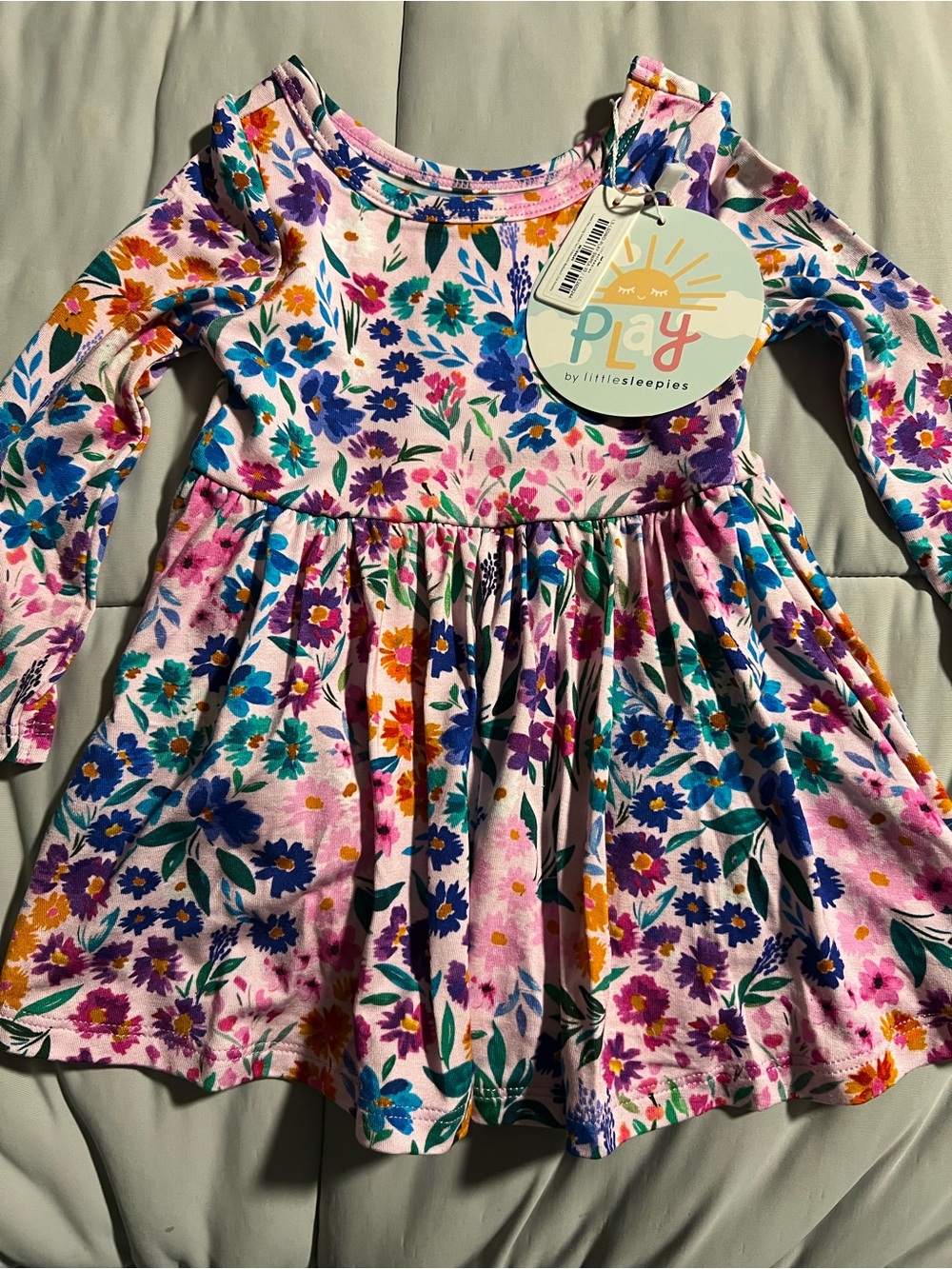 Little Sleepies Pink Floral Play Dress with Multicolor Blooms